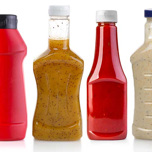 ketchup and salad dressing bottles